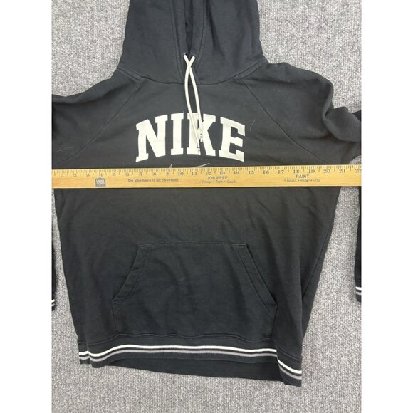 Nike Hoodie Sweatshirt Womens Medium Black Spell Out Swoosh Kangaroo Pocket - Picture 2 of 6